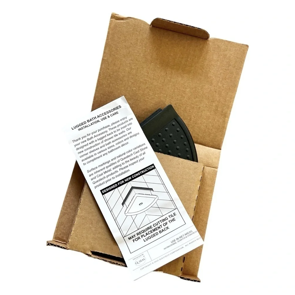 Graphite 5” Corner Footrest with Razor Holder for New Construction Shower NWT